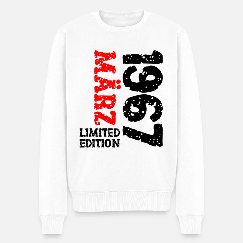1967 März Limited Edition Geburtstag Geschenk - Männer Premium Bio Pullover - Weiß