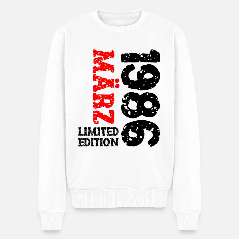 1986 März Limited Edition Geburtstag Geschenk - Männer Premium Bio Pullover - Weiß