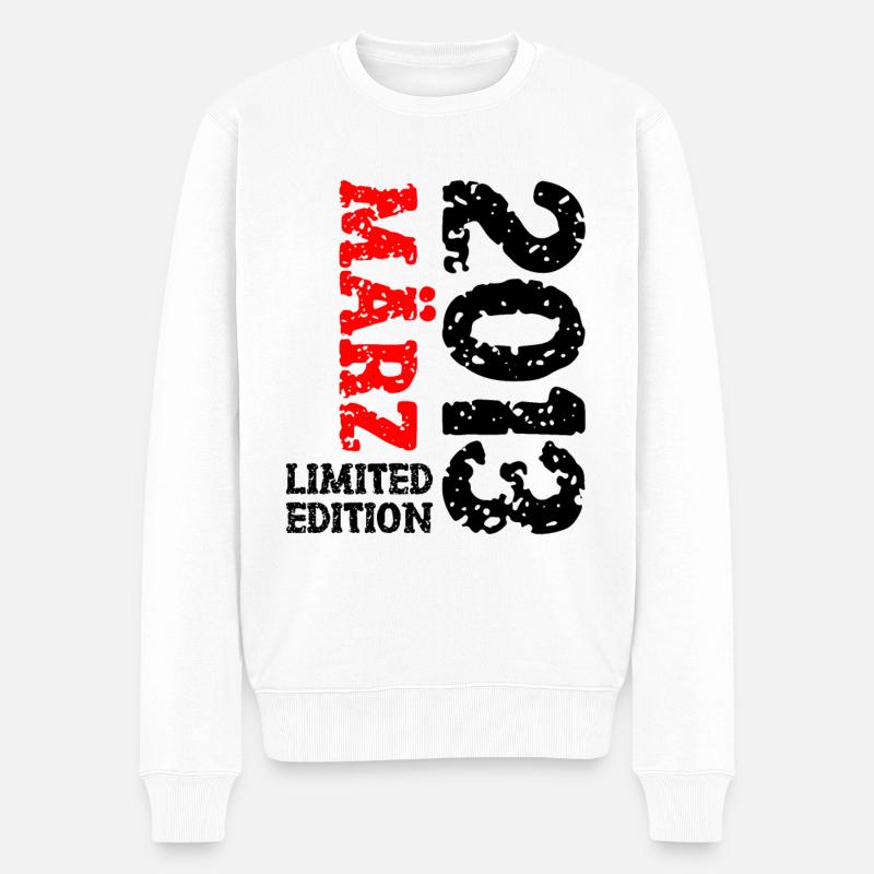 2013 März Limited Edition Geburtstag Geschenk - Männer Premium Bio Pullover - Weiß