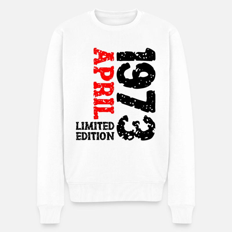 1973 April Limited Edition Geburtstag Geschenk - Männer Premium Bio Pullover - Weiß
