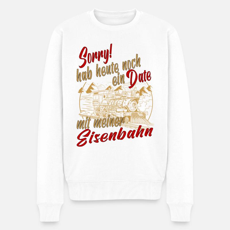 Dampflok Lokführer Eisenbahner Eisenbahn Vater - Männer Premium Bio Pullover - Weiß