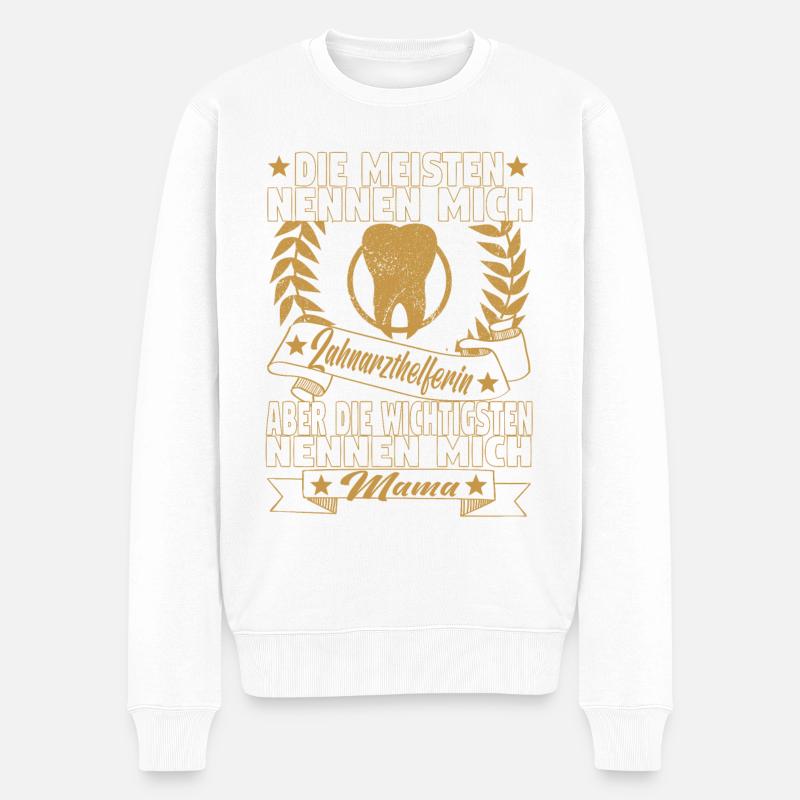 Arzthelferin Mama Krankenschwester Mutter - Männer Premium Bio Pullover - Weiß