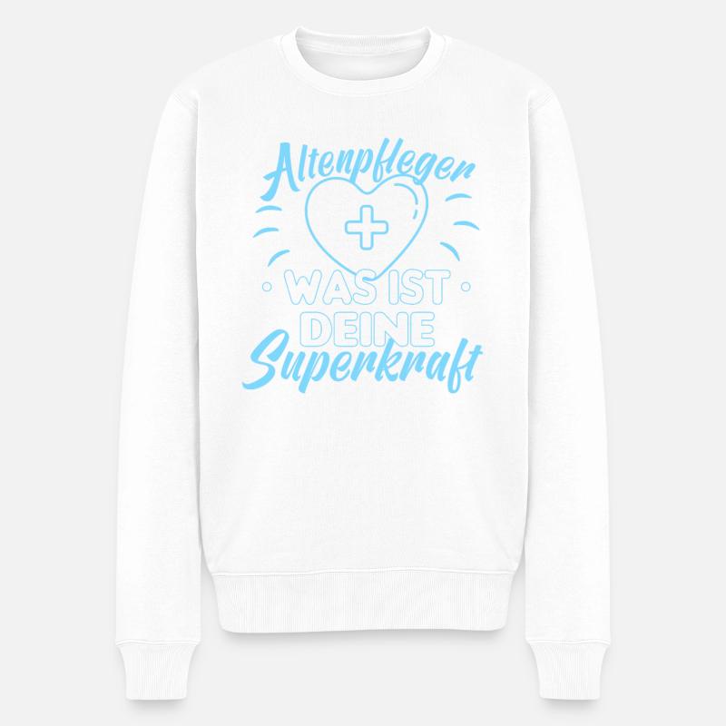 Altenpfleger Altenpflege Pfleger Vater Pflege - Männer Premium Bio Pullover - Weiß