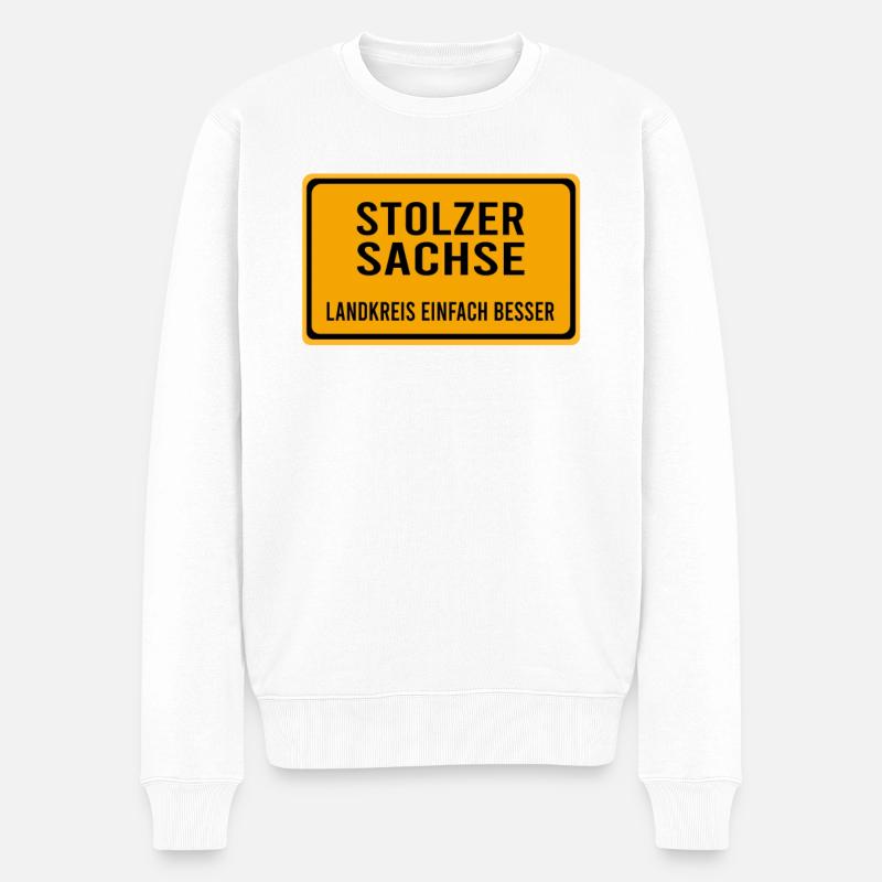 Sachsen Sachse Dresdner Dresden Stolz - Männer Premium Bio Pullover - Weiß