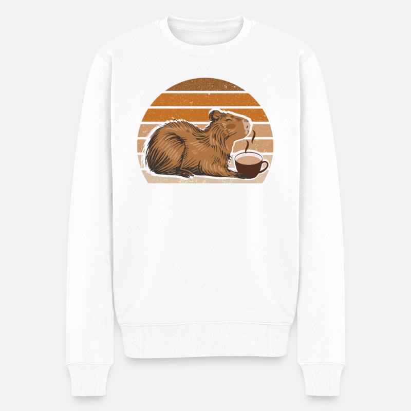 Wasserschwein Capybara Cappybara Kaffee Café - Pull Premium bio Homme - blanc