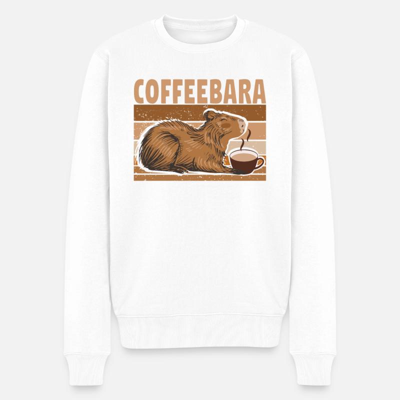 Wasserschwein Capybara Cappybara Kaffee Café - Pull Premium bio Homme - blanc