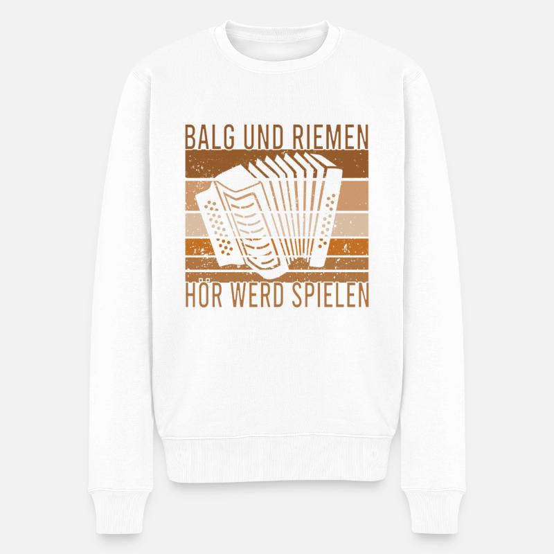 Akkordeon Akkordeonspieler Steirische Harmonika - Männer Premium Bio Pullover - Weiß
