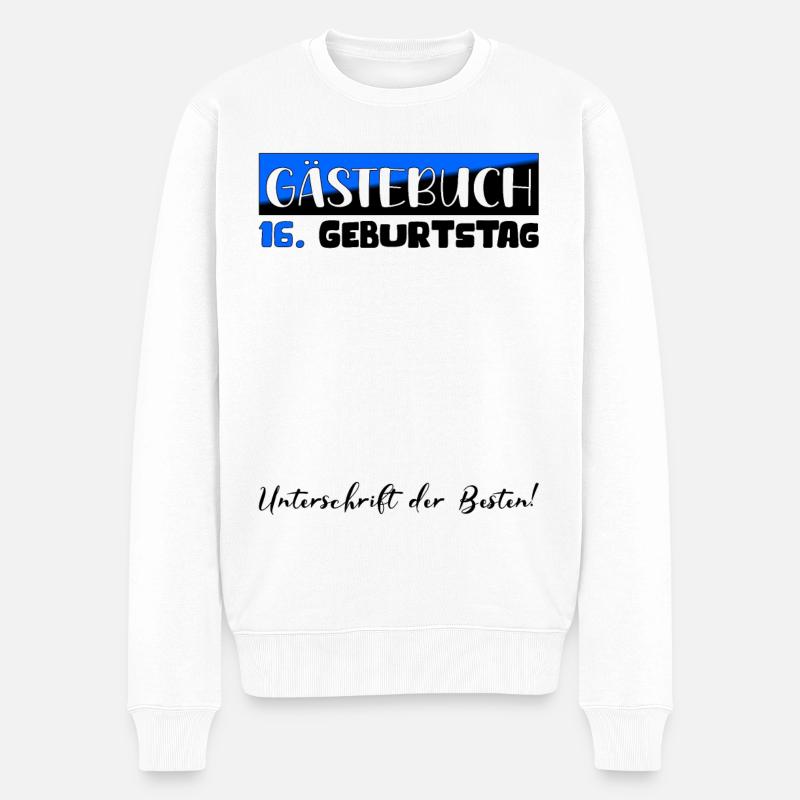 Gästebuch Deko Fun 16 Geburtstag T-Shirt Eintragen - Männer Premium Bio Pullover - Weiß