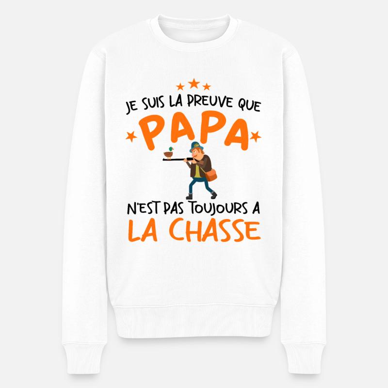 Preuve que papa n'est pas toujours à la chasse - Pull Premium bio Homme - blanc