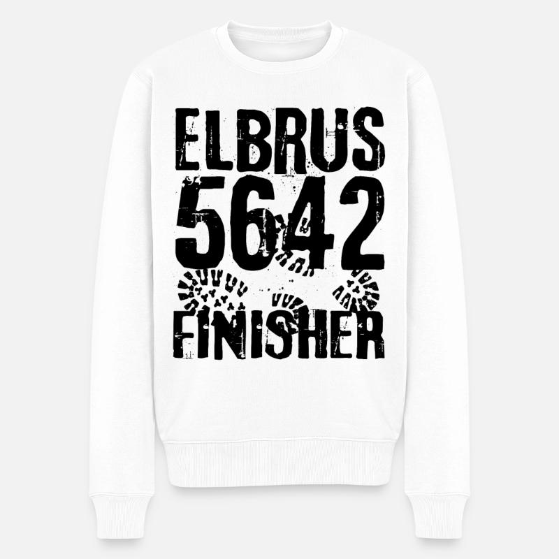 Mount Elbrus Kaukasus Gebirge 7 Seven Summits Berg - Männer Premium Bio Pullover - Weiß