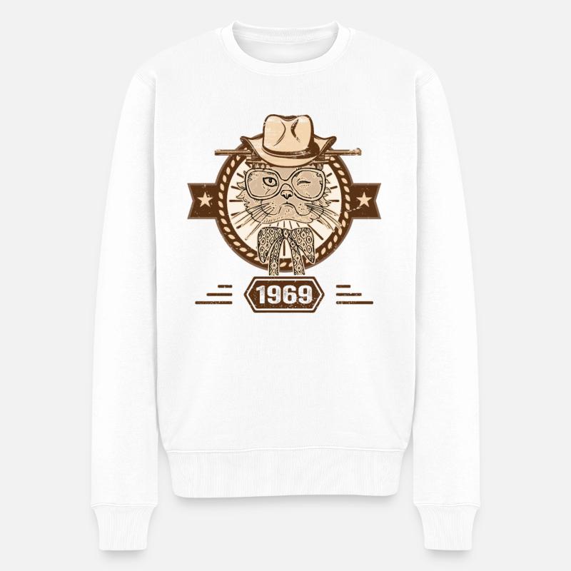 1969 | Geburtstagsgeschenk | Katzenliebhaber - Männer Premium Bio Pullover - Weiß
