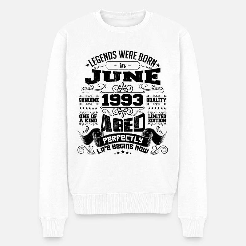 1993 Juni Jubiläum 1993 Juni | geboren im Juni 1993 - Männer Premium Bio Pullover - Weiß