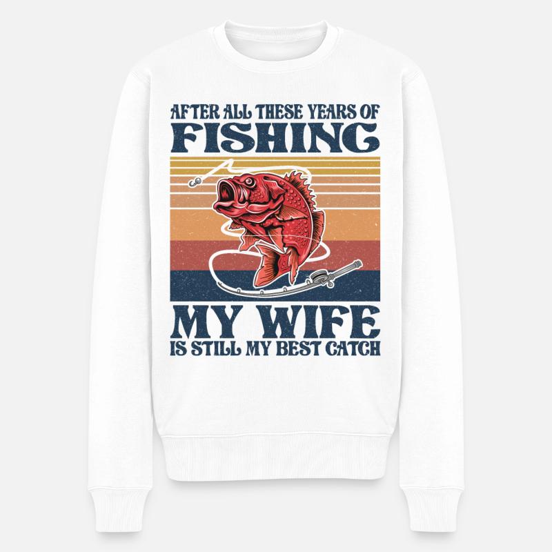 Fischergeschenk, Lustiges Herrenangeln - Männer Premium Bio Pullover - Weiß