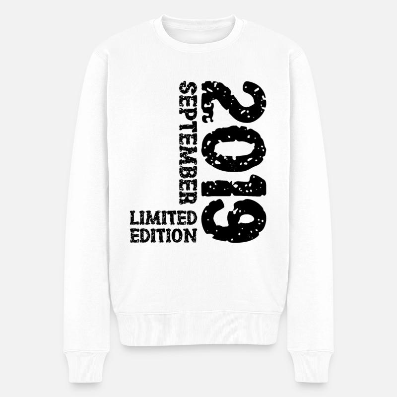 2019 September Limited Edition 4. Geburtstag Deko - Männer Premium Bio Pullover - Weiß