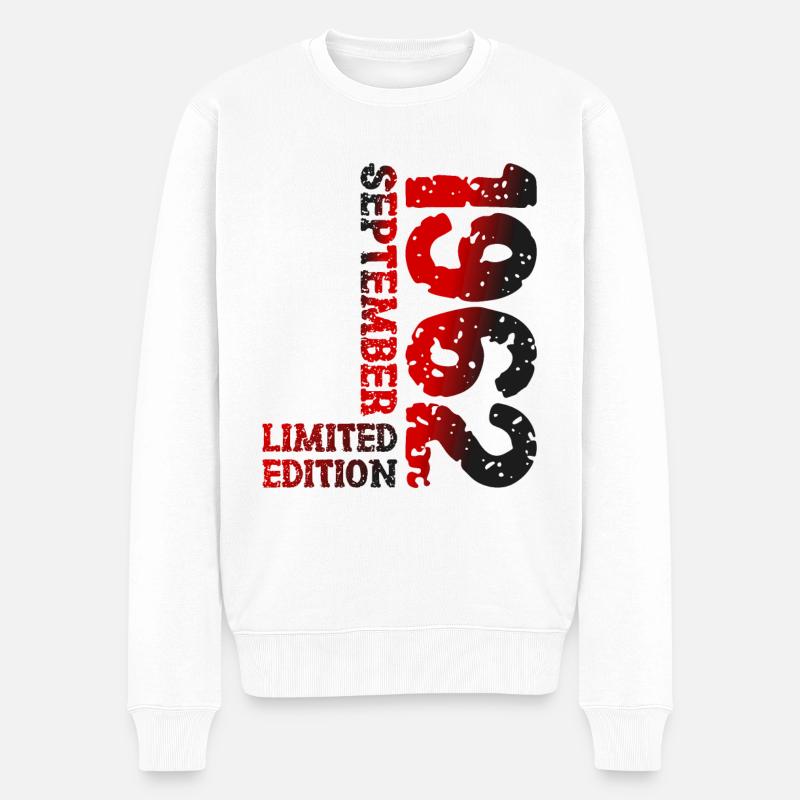 1962 September Limited Edition 61. Geburtstag Deko - Männer Premium Bio Pullover - Weiß