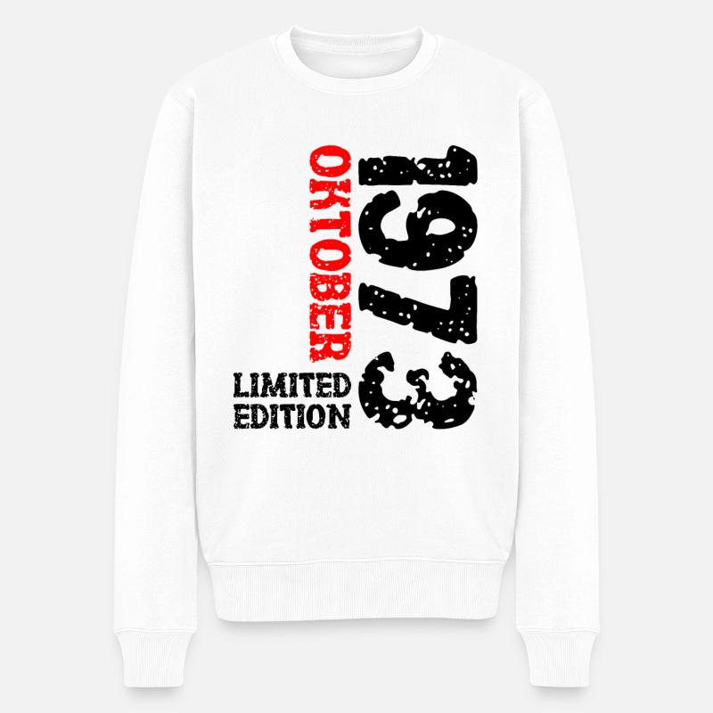 1973 Oktober Limited Edition 50. Geburtstag Deko - Männer Premium Bio Pullover - Weiß