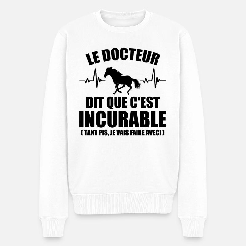 Cheval - c'est incurable - Pull Premium bio Homme - blanc