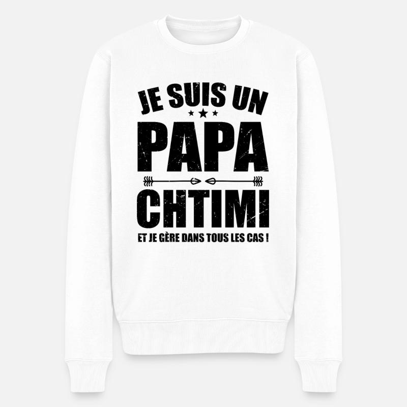 Papa CHTIMI - Pull Premium bio Homme - blanc