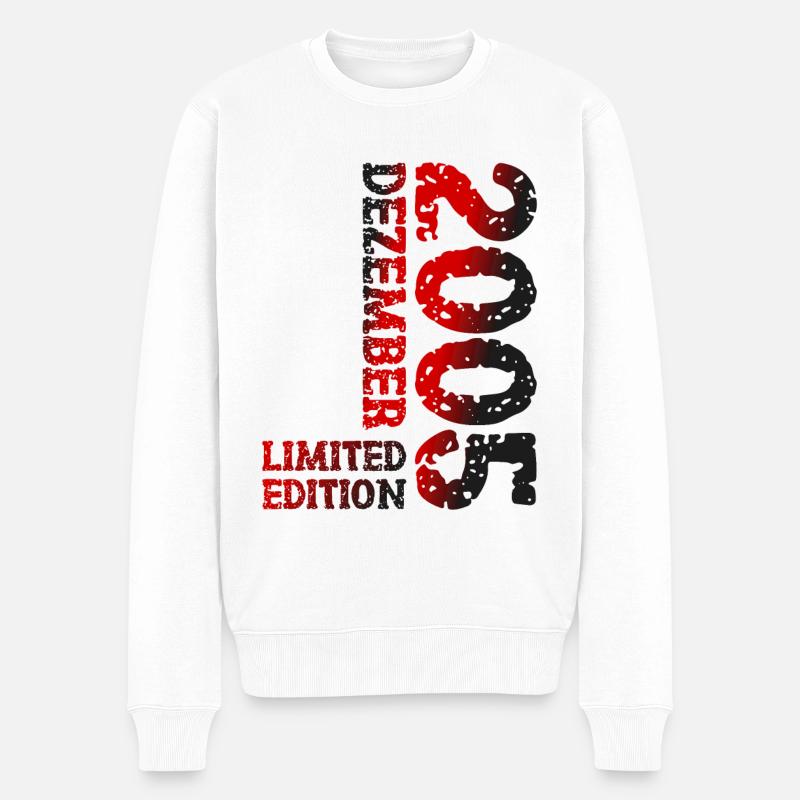 2005 Dezember Limited Edition 18. Geburtstag Deko - Männer Premium Bio Pullover - Weiß