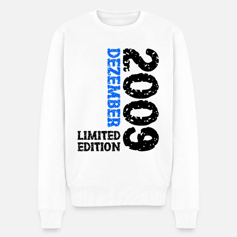 2009 Dezember Limited Edition 14. Geburtstag Deko - Männer Premium Bio Pullover - Weiß