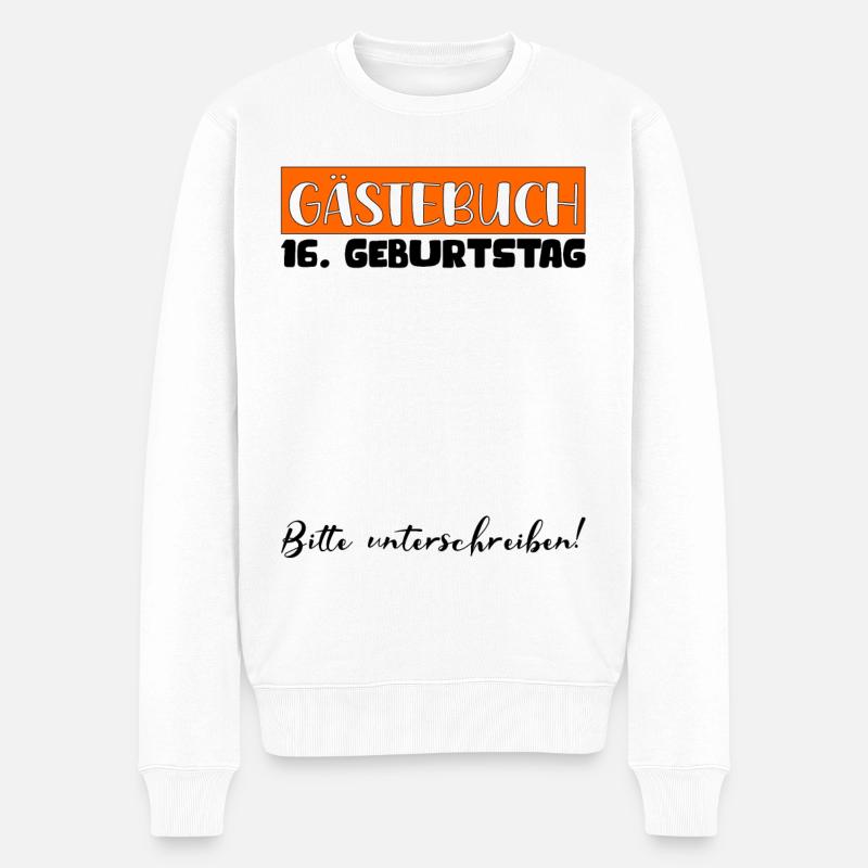 16. Geburtstag Geschenk Mädchen Jungen Gästebuch - Männer Premium Bio Pullover - Weiß