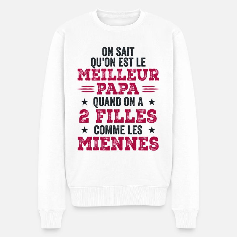 Bester Vater von zwei Mädels - Männer Premium Bio Pullover - Weiß