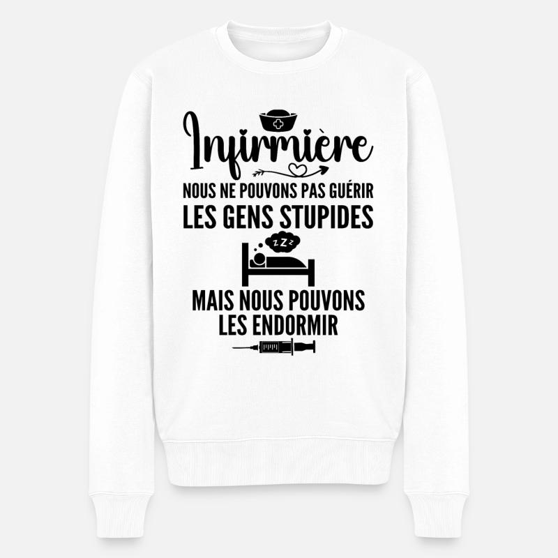 Krankenschwester Humor - Krankenschwester Geschenk - Männer Premium Bio Pullover - Weiß