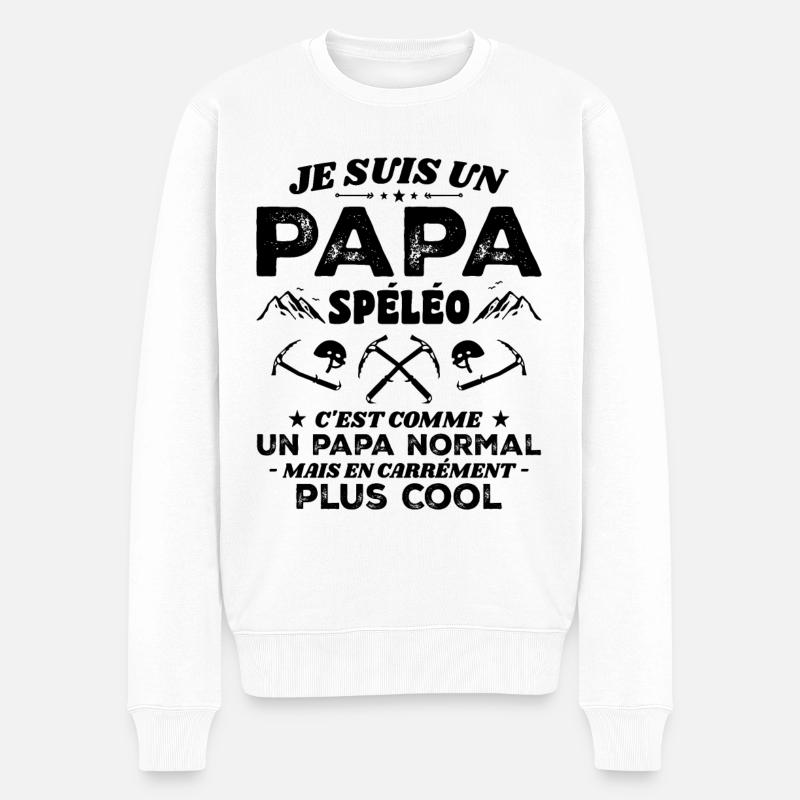 Cooler Höhlenforscher-Papa - Männer Premium Bio Pullover - Weiß