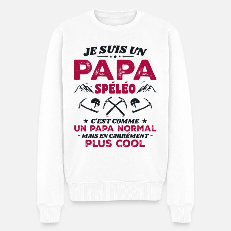 Cooler Höhlenforscher-Papa - Männer Premium Bio Pullover - Weiß