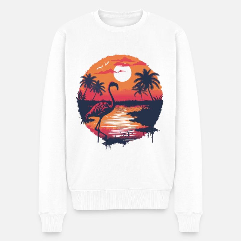 Illustration de flamant rose - Pull Premium bio Homme - blanc