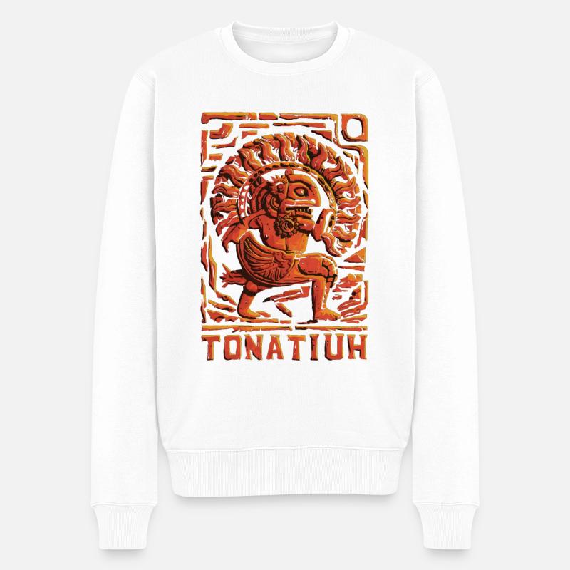 Dieu aztèque Mythologie ancienne Tonatiuh - Pull Premium bio Homme - blanc