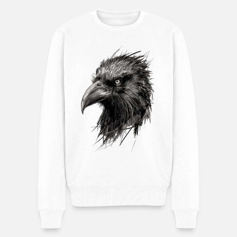 corbeau dessin illustration abstraite - Pull Premium bio Homme - blanc