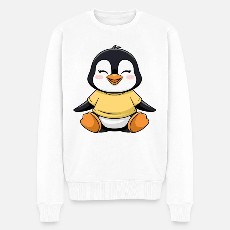 pingouin joyeux avec t-shirt - Pull Premium bio Homme - blanc