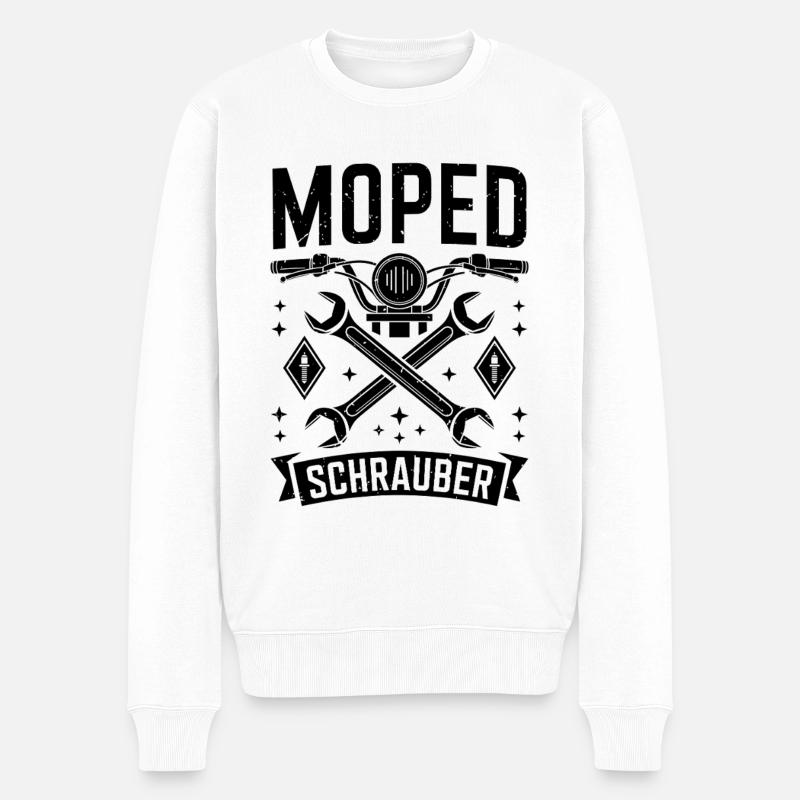 Moped Tuning Schrauber Mopedfahrer - Männer Premium Bio Pullover - Weiß