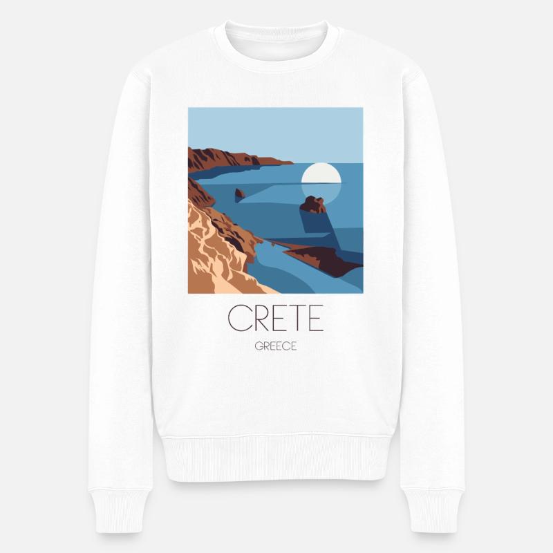 Crète Grèce Souvenir : Méditerranée - Pull Premium bio Homme - blanc