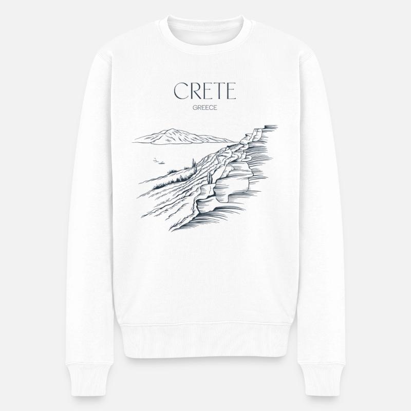 Grete Grèce Souvenir Crète Paysage - Pull Premium bio Homme - blanc
