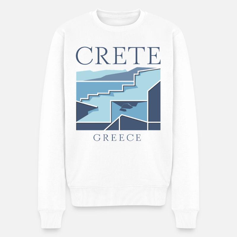 Crète Grèce Souvenir Paysage Art - Pull Premium bio Homme - blanc