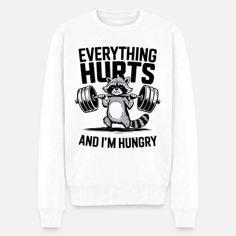 Fitness Gym Sport Weightlifting - Everything Hurts - Männer Premium Bio Pullover - Weiß