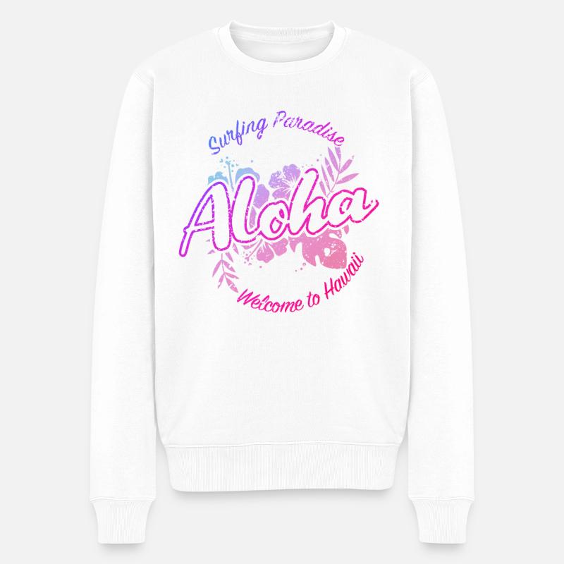 Aloha Paradise Vintage - Männer Premium Bio Pullover - Weiß