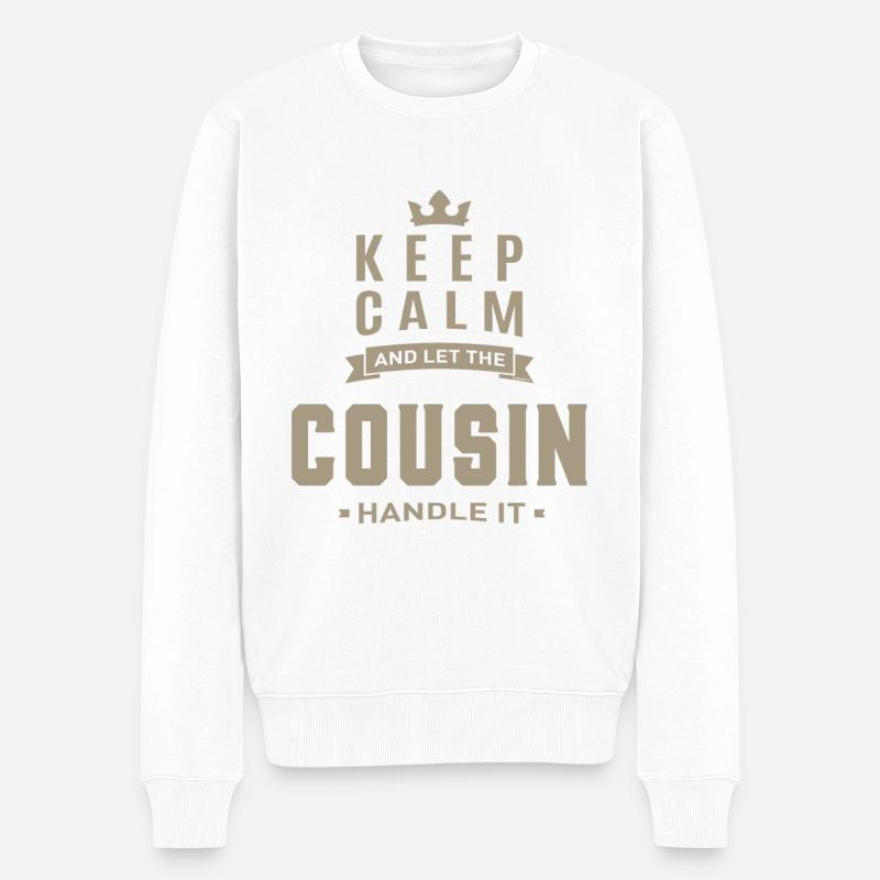 Bleib ruhig Cousin - Männer Premium Bio Pullover - Weiß
