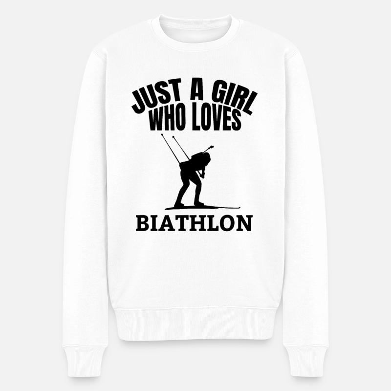 Biathlon Mädchen Biathlet Wintersport Geschenk - Männer Premium Bio Pullover - Weiß