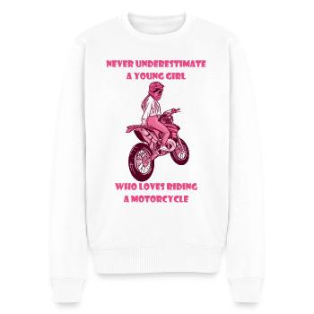 Motorrad Frauen Moped Mädchen Mofa Geschenk Bike - Männer Premium Bio Pullover - Weiß - Vorne - Thijin (182cm)