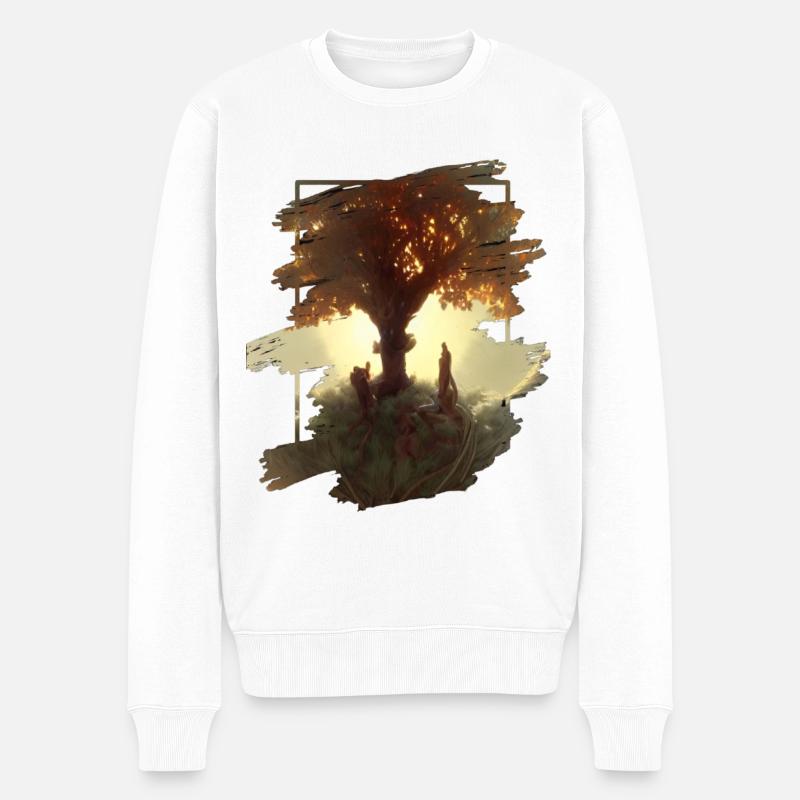 Baum des Lebens - Männer Premium Bio Pullover - Weiß