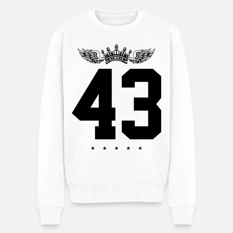 43 Zahl Krone - Männer Premium Bio Pullover - Weiß