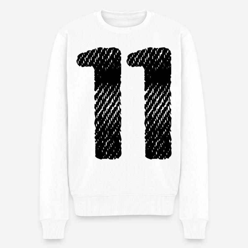 11 Zahl Trikot - Männer Premium Bio Pullover - Weiß