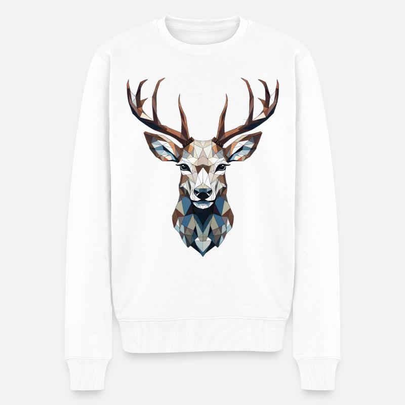 Cerf géométrique - Pull Premium bio Homme - blanc