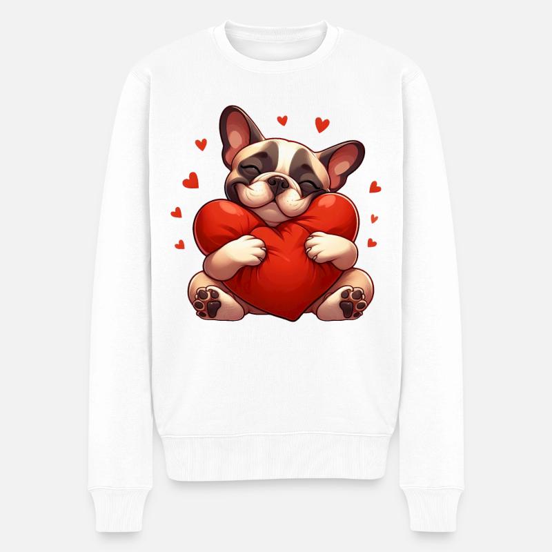Niedliche Frenchie-Geschenke - Männer Premium Bio Pullover - Weiß