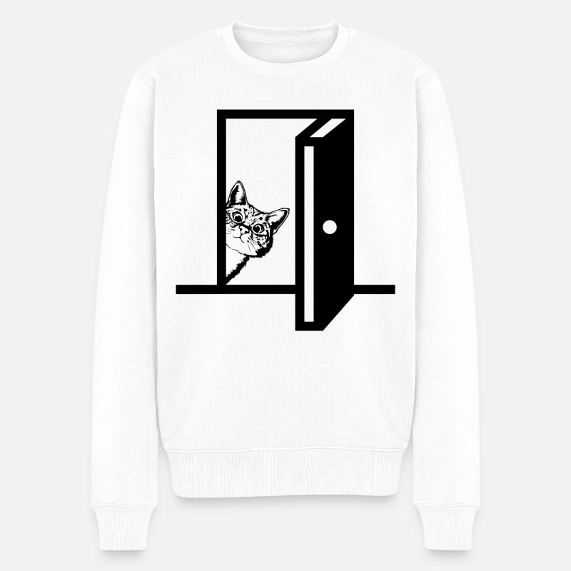 Graphique Funny Animals Cat - Pull Premium bio Homme - blanc