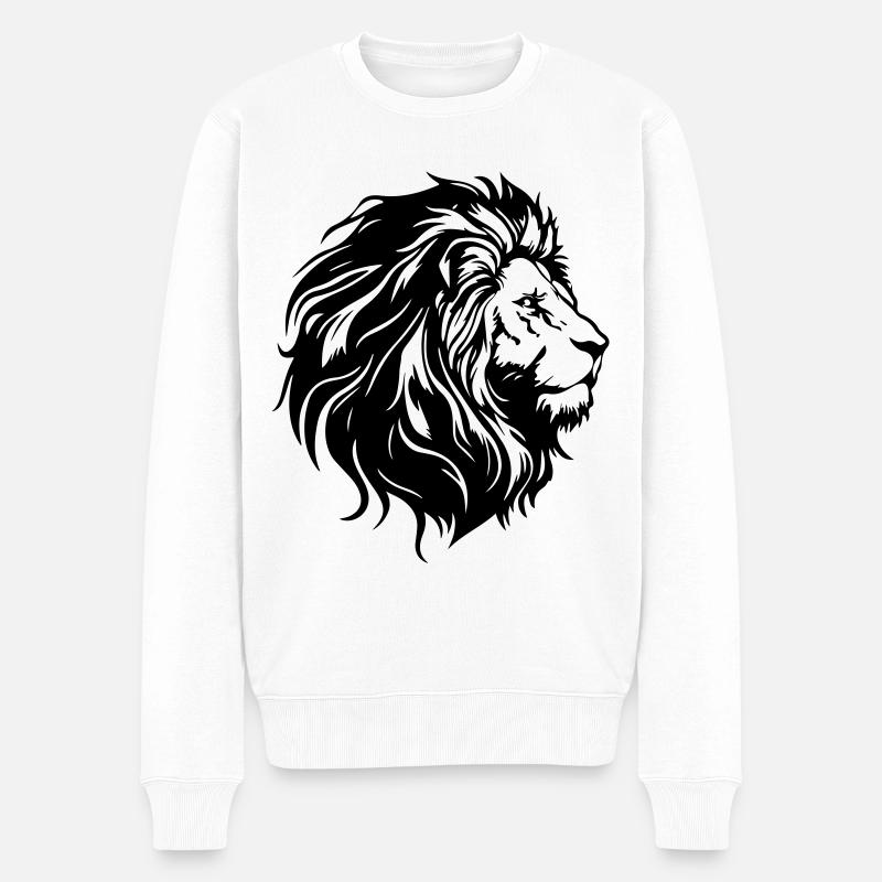 Löwenkopf Löwe Silhouette - Männer Premium Bio Pullover - Weiß