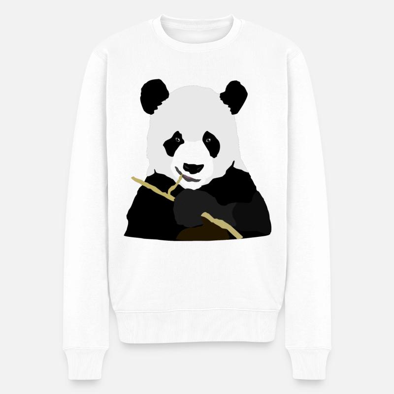 Panda isst Stock - Männer Premium Bio Pullover - Weiß